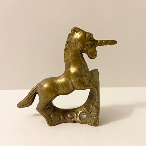 Vintage Brass Unicorn Collectible Figurine  2.5 Inch Size Figure Mystical - Picture 6 of 15